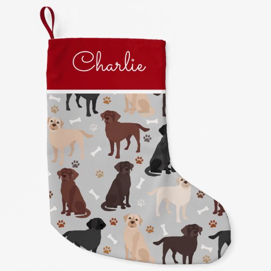 Labrador Retriever Paws and Botten Custom Name Kleine Kerstsok (Voorkant)