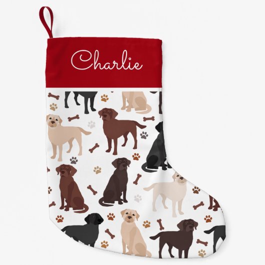 Labrador Retriever Paws and Botten Custom Name Kleine Kerstsok (Voorkant)