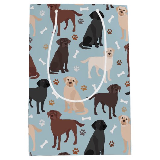 Labrador Retriever Paws and Botten Medium Gift Bag Cadeauzakje (Voorkant)
