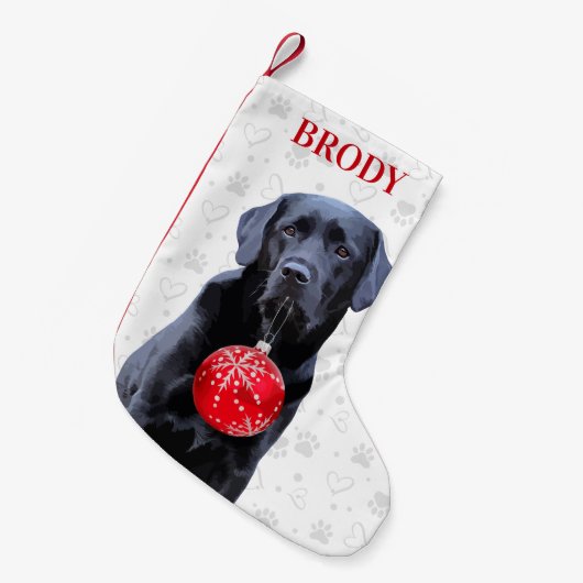 Labrador Retriever Pet Dog Paw Prints Kerstmis Kleine Kerstsok (Voorkant (Hangend))