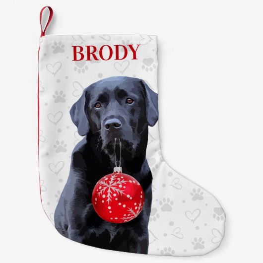 Labrador Retriever Pet Dog Paw Prints Kerstmis Kleine Kerstsok (Voorkant)