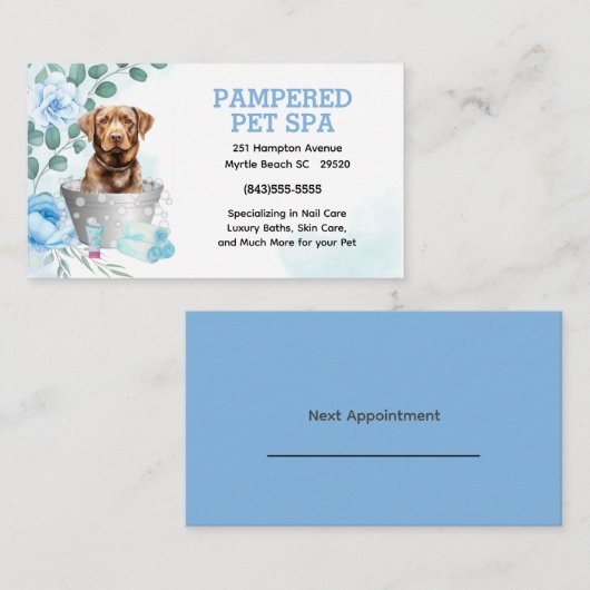 Labrador Retriever Pet Groomer Spa afspraak Visitekaartje (Voorkant / Achterkant)