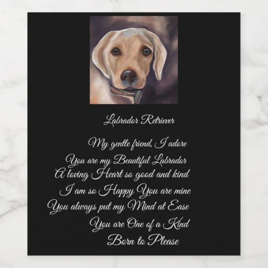 Labrador Retriever Poëzie Wijn Etiket (Enkel label)