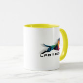 Labrador retriever poligonal en amarillo y azul mok (Voorkant rechts)