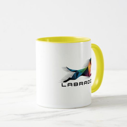 Labrador retriever poligonal en amarillo y azul mok (Voorkant rechts)
