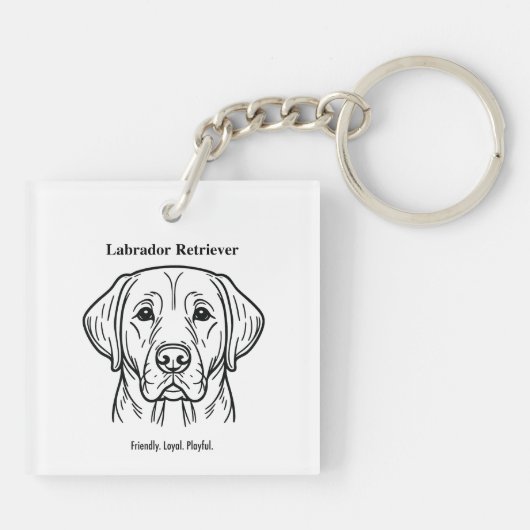 Labrador Retriever Portret Sleutelhanger (Achterkant)