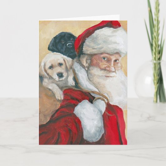 Labrador Retriever Pup Santa-hond Kunst Wenskaart Kaart (Voorkant)