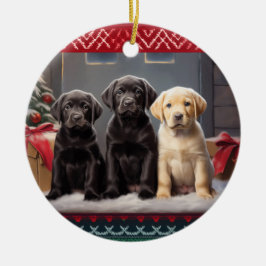 Labrador Retriever puppies Kerst Keramisch Ornament