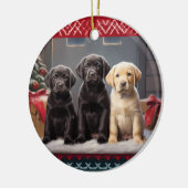 Labrador Retriever puppies Kerst Keramisch Ornament (Links)