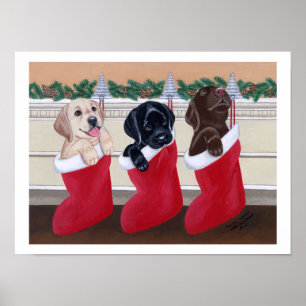 Labrador Retriever Puppies kerstwerk Poster