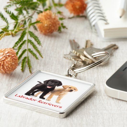 Labrador Retriever Puppies Premium Sleutelhanger (Zijkant)