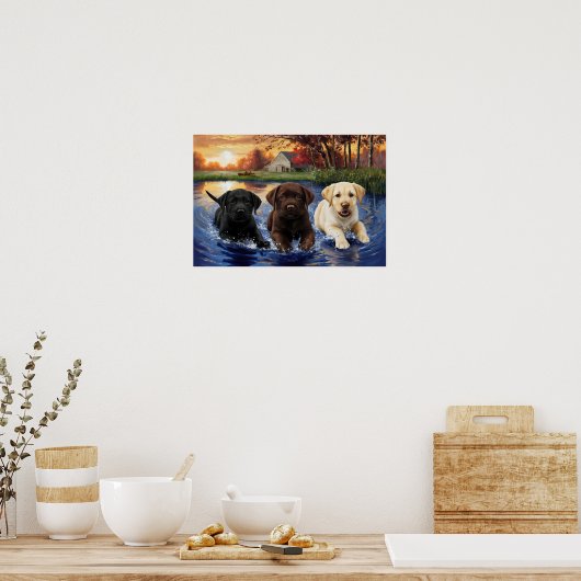 Labrador Retriever Puppies Print (Keuken)