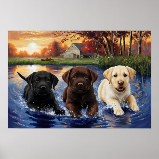 Labrador Retriever Puppies Print (Voorkant)