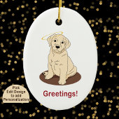 Labrador Retriever Puppy Angel Halo Keramisch Ornament