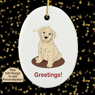 Labrador Retriever Puppy Angel Halo Keramisch Ornament