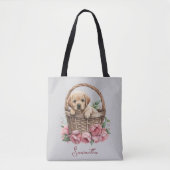 Labrador Retriever Puppy Blauw Tote Bag (Voorkant)