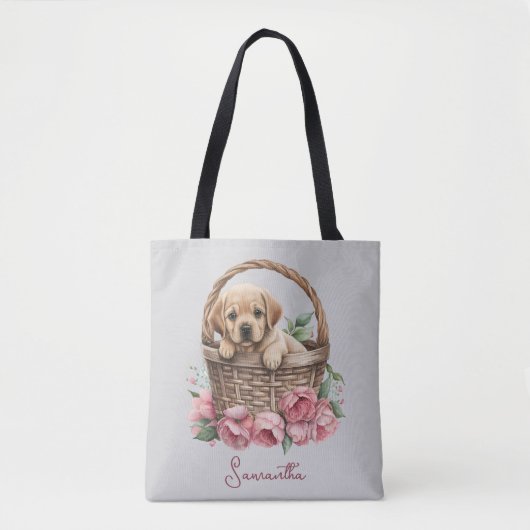 Labrador Retriever Puppy Blauw Tote Bag (Voorkant)