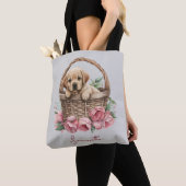 Labrador Retriever Puppy Blauw Tote Bag (Dichtbij)