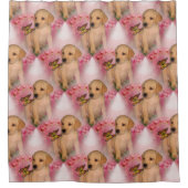 Labrador Retriever Puppy Butterfly Animal Pattern Douchegordijn (Voorkant)