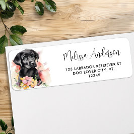Labrador Retriever Puppy Dog Floral Retouradres Etiket