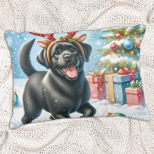 Labrador Retriever Puppy Dog Kerstscène Decoratief Kussen