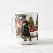 Labrador Retriever Puppy Dog Kerstvakantie Koffiemok (Voorkant links)