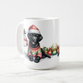 Labrador Retriever Puppy Dog Snowman Kerstmis Koffiemok (Voorkant links)