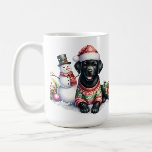 Labrador Retriever Puppy Dog Snowman Kerstmis Koffiemok (Links)