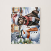Labrador Retriever Puppy Dog Snowman Kerstmis Legpuzzel (Verticaal)