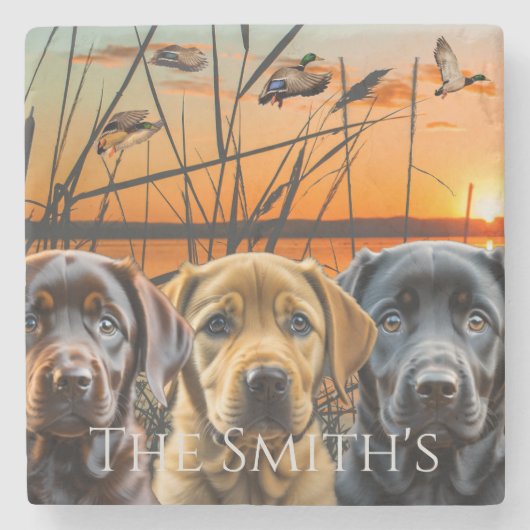 Labrador Retriever Puppy Gepersonaliseerd Stenen Onderzetter (Voorkant)