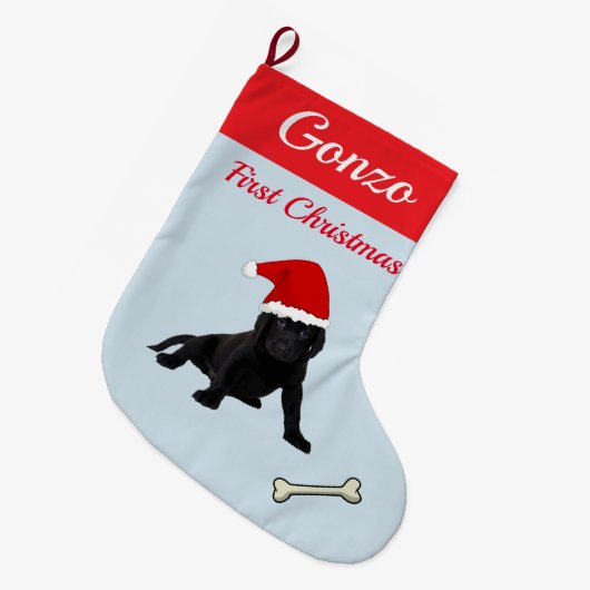 Labrador Retriever Puppy Grote Kerstsok (Voorkant (Hangend))