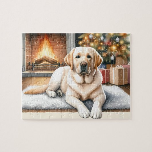 Labrador Retriever Puppy Hond Geel Lab Kerstmis Legpuzzel (Horizontaal)