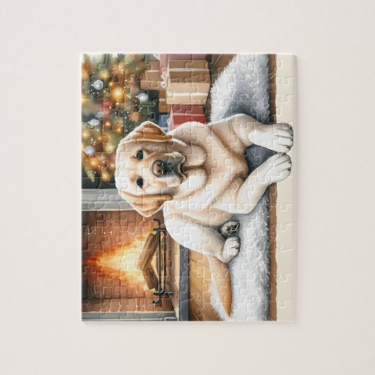 Labrador Retriever Puppy Hond Geel Lab Kerstmis Legpuzzel (Verticaal)