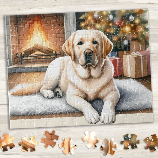 Labrador Retriever Puppy Hond Geel Lab Kerstmis Legpuzzel