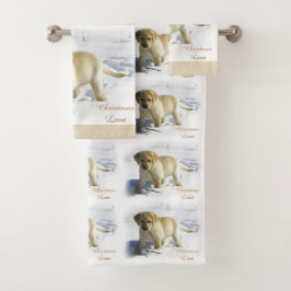 Labrador Retriever Puppy Kerstmis Bad Handdoek