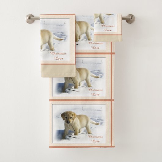 Labrador Retriever Puppy Kerstmis Bad Handdoek (Insitu)