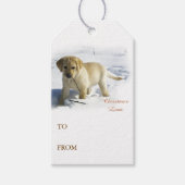 Labrador Retriever Puppy Kerstmis Cadeaulabel (Voorkant)