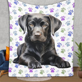 Labrador Retriever Puppy Kleurrijke Paw Prints Hon Fleece Deken