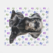 Labrador Retriever Puppy Kleurrijke Paw Prints Hon Fleece Deken (Voorkant (Horizontaal))