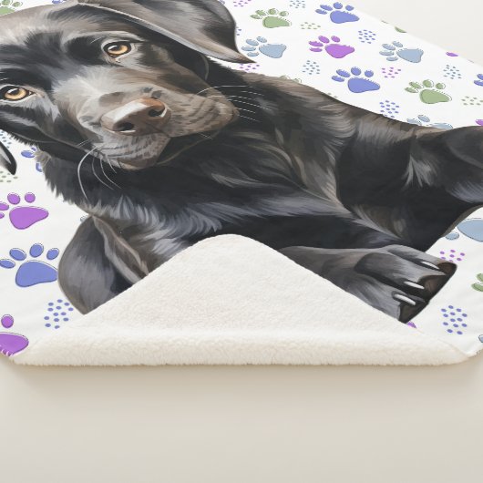 Labrador Retriever Puppy Kleurrijke Paw Prints Hon Sherpa Deken (3/4)