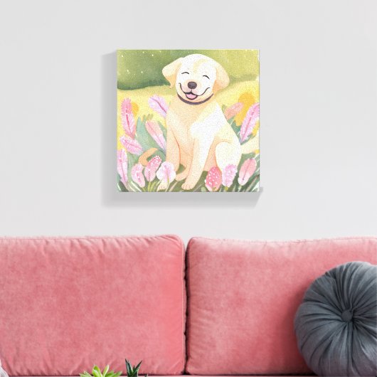 Labrador Retriever Puppy | Lab Dog Schattigee Wate Canvas Afdruk (Insitu (Woonkamer))