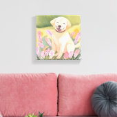 Labrador Retriever Puppy | Lab hond Cute Watercolo Canvas Afdruk (Insitu (Woonkamer))