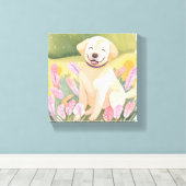 Labrador Retriever Puppy | Lab hond Cute Watercolo Canvas Afdruk (Insitu (Houten vloer))