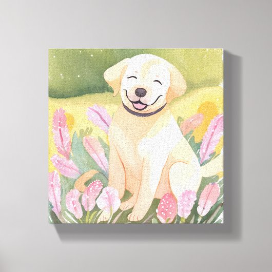Labrador Retriever Puppy | Lab hond Cute Watercolo Canvas Afdruk (Voorkant)