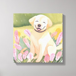Labrador Retriever Puppy | Lab hond Cute Watercolo Canvas Afdruk