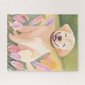 Labrador Retriever Puppy | Lab hond Cute Watercolo Legpuzzel (Horizontaal)
