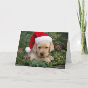 Labrador Retriever puppy met Santa Hat Feestdagen Kaart