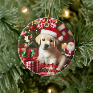 Labrador Retriever Puppy Mijn eerste kerst Keramisch Ornament