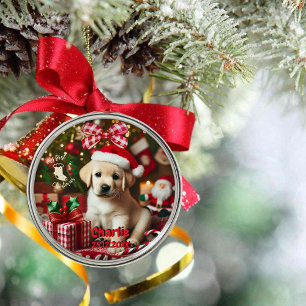 Labrador Retriever Puppy Mijn eerste kerst Metalen Ornament