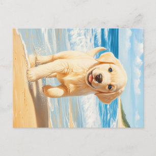 Labrador Retriever Puppy op het Strand Briefkaart
